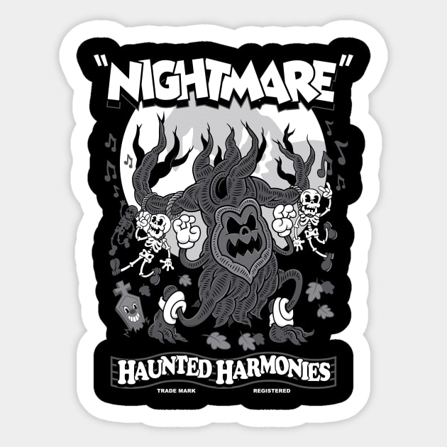 Haunted Harmonies - Vintage Cartoon Halloween - Creepy Cute Goth Horror Sticker by Nemons